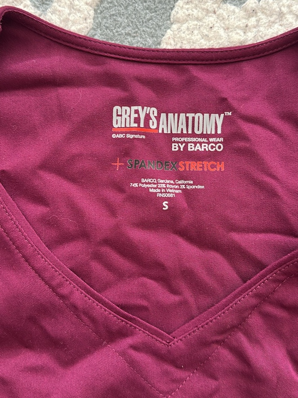 Grey's Anatomy Wine Scrub Top